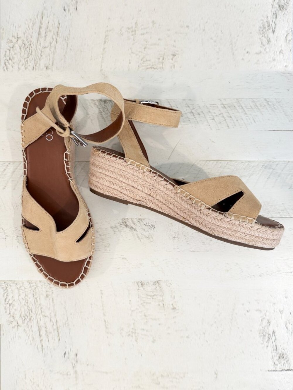 Franco Sarto Espadrille Wedge Sandals – Size 7– Beige, Tan, Neutral– Worn Once - Picture 3 of 7